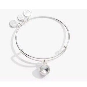 ALEX AND ANI April Birthstone Charm Bangle BRACELET, Clear Crystal